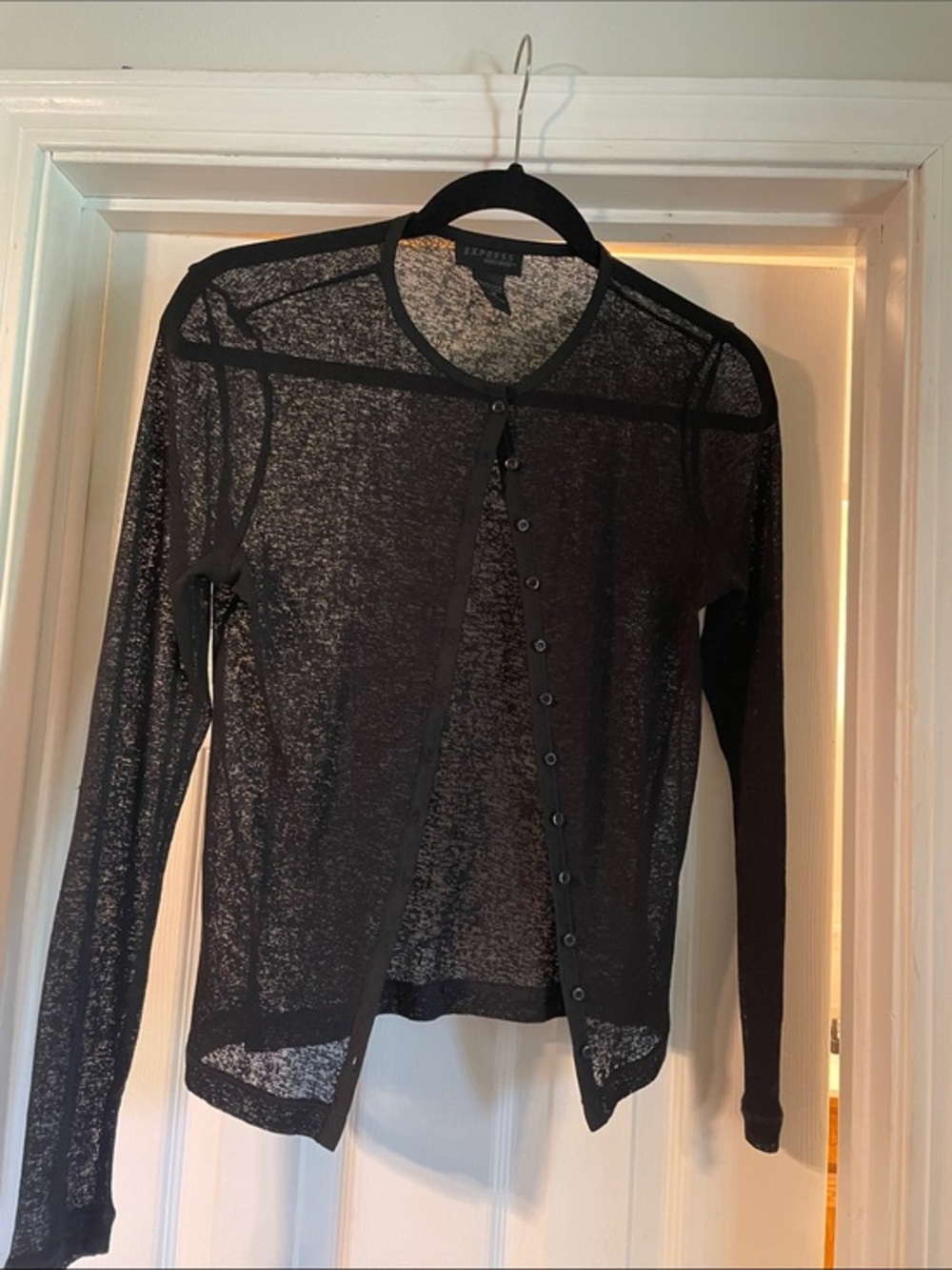 EUC Vintage 90s Express Black Sheer Button-Front Cardigan